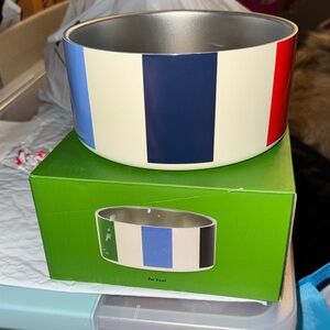 Kate Spade Striped Stainless Steel Pet Bowl - Red, Navy, Blue, White